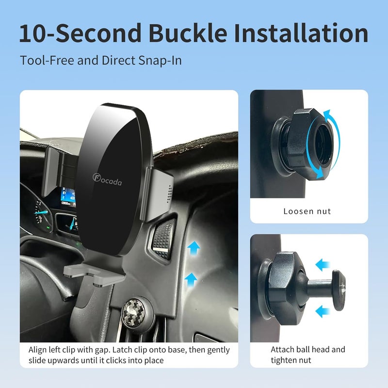 Focada Car Phone Holder for Ford Focus MK3/MK3.5 (2012–2018) ST/RS/SE,Vehicle-Specific Dash Phone Mount,360° Rotating Adjustable Cell Phone Holders with Stable Clip Design,Ford Focus Auto Accessories - Image 3